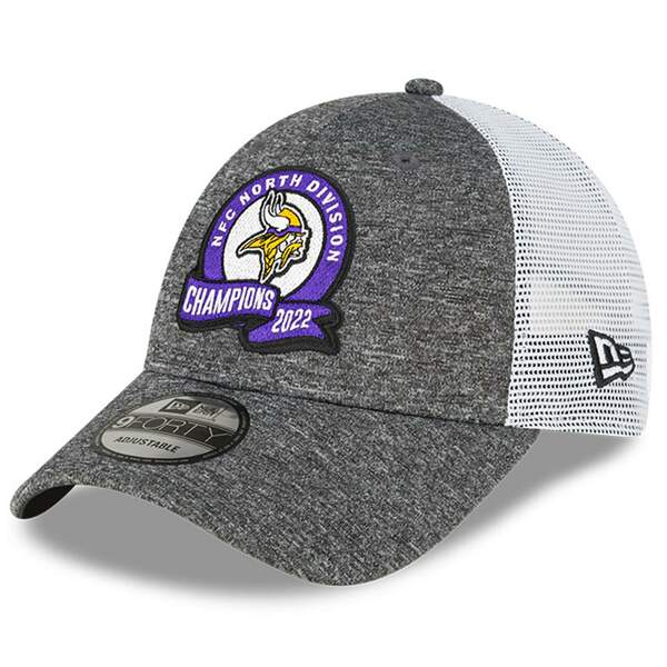 ニューエラ メンズ 帽子 アクセサリー Minnesota Vikings New Era 2022 NFC North Division Champions Locker Room 9FORTY Adjustable Hat Heather Gray