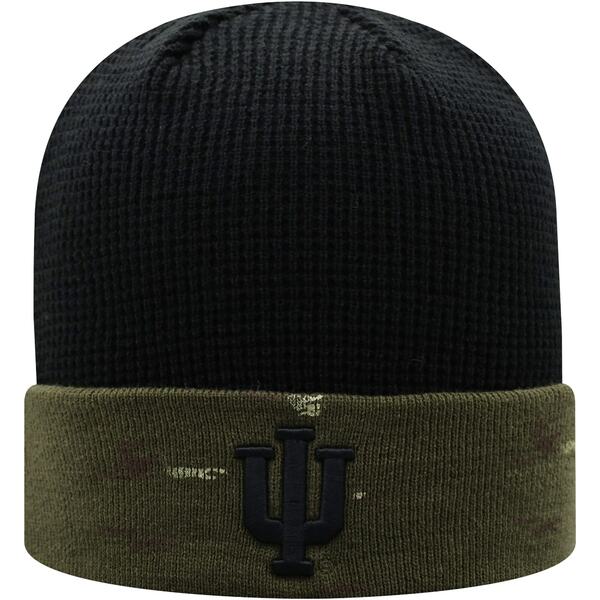 トップ・オブ・ザ・ワールド メンズ 帽子 アクセサリー Indiana Hoosiers Top of the World OHT Military Appreciation Skully Cuffed Knit Hat Olive/Black