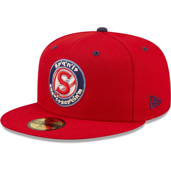 ニューエラ メンズ 帽子 アクセサリー Spokane Indians New Era Authentic Collection 59FIFTY Fitted Hat Red