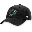 ファナティクス レディース 帽子 アクセサリー NHL Adult San Jose Sharks Core Unstructured Black Adjustable Hat -(4)