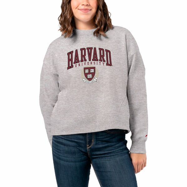 リーグカレッジエイトウェア レディース パーカー・スウェットシャツ アウター Harvard Crimson League Collegiate Wear Women's 1636 Boxy Pullover Sweatshirt Ash