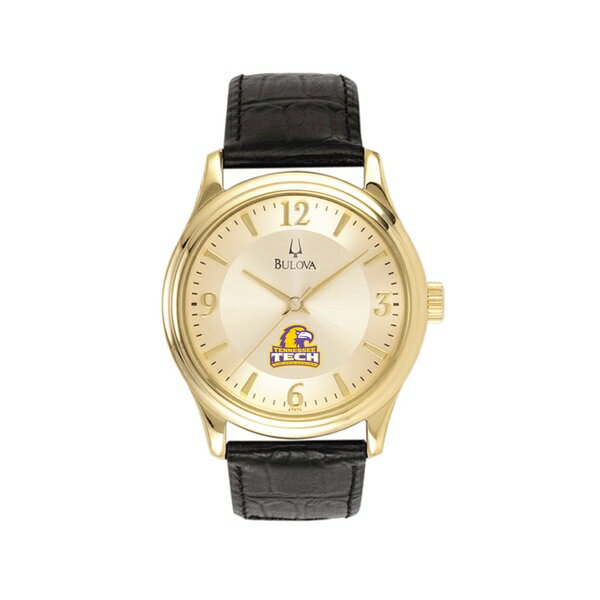 ブロバ メンズ 腕時計 アクセサリー Tennessee Tech Golden Eagles Stainless Steel Watch with Leather Band Gold/Black