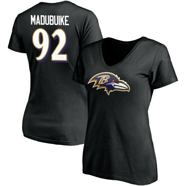 ファナティクス レディース Tシャツ トップス Baltimore Ravens Fanatics Branded Women's Team Authentic Personalized Name & Number VNeck TShirt Black