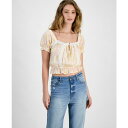 セルフエスティーム レディース カットソー トップス Juniors' Sweetheart Puff-Sleeve Top Snow White Floral