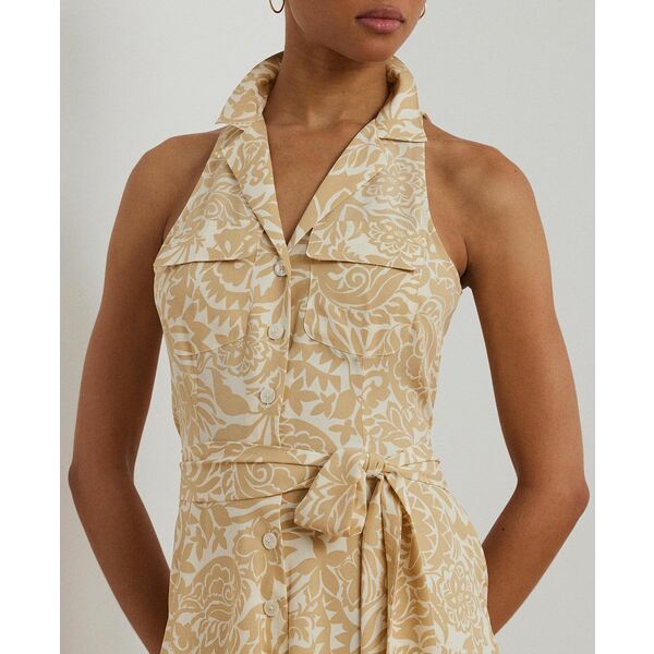 ラルフローレン レディース ワンピース トップス Women's Floral Crepe Sleeveless Shirtdress Cream/Tan