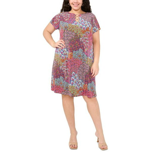 ミスク レディース ワンピース トップス Plus Size Printed O-Ring Shift Dress Sunlight Multi ミスク レディース ワンピース トップス Plus Size Printed O-Ring Shift Dress Sunlight Multi