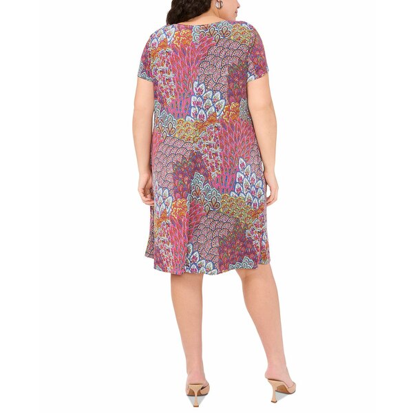 ミスク レディース ワンピース トップス Plus Size Printed O-Ring Shift Dress Sunlight Multi