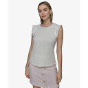 カールラガーフェルド レディース ニット&セーター アウター Women's Textured Cap-Sleeve Top Soft White