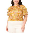 ヴィンスカムート レディース カットソー トップス Plus Size Tiered Ruffle-Sleeve Blouse Crshd Oran