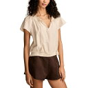 ラッキーブランド レディース カットソー トップス Women's Solid Smocked Hem Blouse Tofu(4)