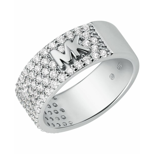 マイケルコース レディース リング アクセサリー Women's Pave Band Ring with Clear Stones Silver Tone