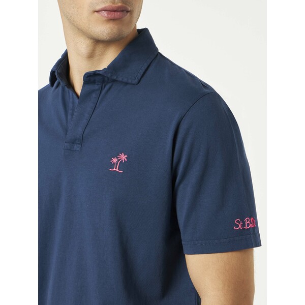 エムシーツーセイントバース メンズ ポロシャツ トップス Navy Blue Cotton Jersey Man Polo BLUE