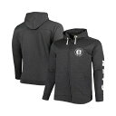 ファナティクス メンズ パーカー・スウェットシャツ アウター Men's Heathered Black Brooklyn Nets Big and Tall Down and Distance Full-Zip Hoodie Heathered Black(4)