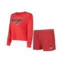 コンセプトスポーツ レディース Tシャツ トップス Women's Red Georgia Bulldogs Team Color Long Sleeve T-shirt and Shorts Set Red