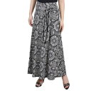 ニューヨークコレクション レディース スカート ボトムス Petite Printed Maxi Skirt with Sash Waist Tie Noir Atunis