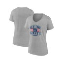 ファナティクス レディース Tシャツ トップス Women's Heather Gray New York Giants Americana V-Neck T-Shirt Heather Gray(4)
