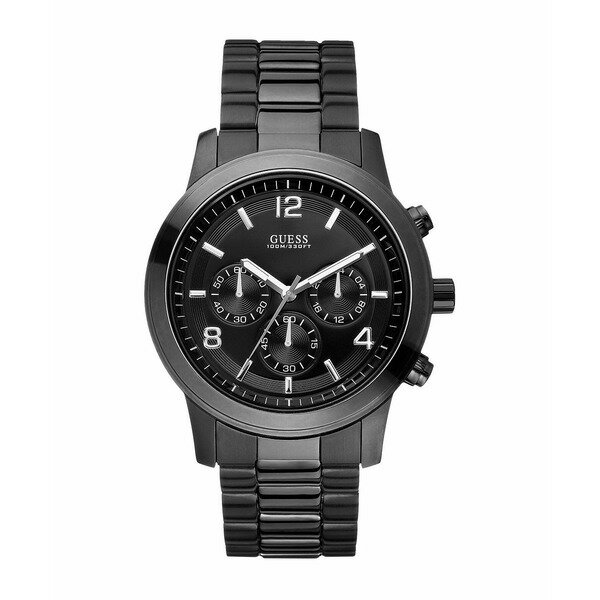 ゲス メンズ 腕時計 アクセサリー Men's Analog Black Stainless Steel Watch, 44mm Black