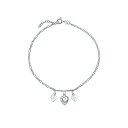 ブリング レディース ブレスレット・バングル・アンクレット アクセサリー Three Multi Dangling Hearts Charms Anklet Ankle Figaro Bracelet For Women Sterling Silver Adjustable 9 To 10 Inch With Extender Silver(4)