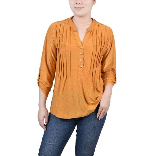 ニューヨークコレクション レディース カットソー トップス Petite 3/4 Roll Tab Pullover Top Inca Gold ニューヨークコレクション レディース カットソー トップス Petite 3/4 Roll Tab Pullover Top Inca Gold