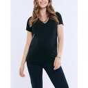 マザーフッドマタニティ レディース カットソー トップス Women's V-Neck Side-Ruched Maternity Short Sleeve Tee - Motherhood Maternity Black