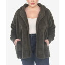 ホワイトマーク レディース ジャケット&ブルゾン アウター Plus Size Plush Hooded Cardigan Jacket with Pocket...