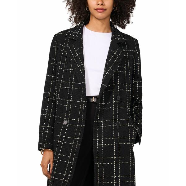 ヴィンスカムート レディース ジャケット＆ブルゾン アウター Women's Windowpane-Plaid Long Jacket Rich Black