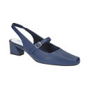 イージーストリート レディース パンプス シューズ Women's Cameo Square Toe Slingback Pumps Navy Satin(4)