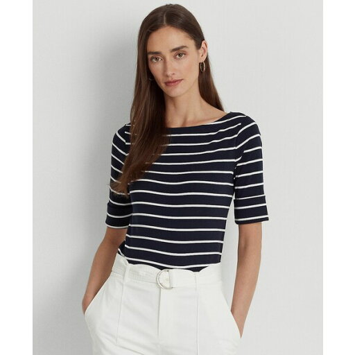 ラルフローレン レディース カットソー トップス Striped Boatneck Top Navy/White ラルフローレン レディース カットソー トップス Striped Boatneck Top Navy/White