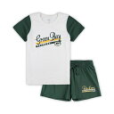 コンセプトスポーツ レディース Tシャツ トップス Women's White, Green Green Bay Packers Plus Size Downfield T-shirt and Shorts Sleep Set White, Green