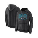 ファナティクス メンズ パーカー・スウェットシャツ アウター Men's Heather Charcoal Distressed Charlotte Hornets Foul Trouble Snow Wash Raglan Pullover Hoodie Heather Charcoal(4)
