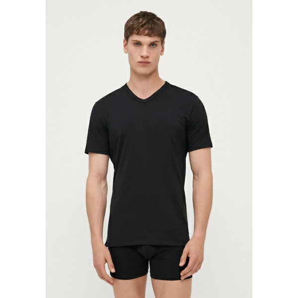 カルバン クライン アンダーウェア メンズ サンダル シューズ V NECK 3 PACK - Undershirt - black