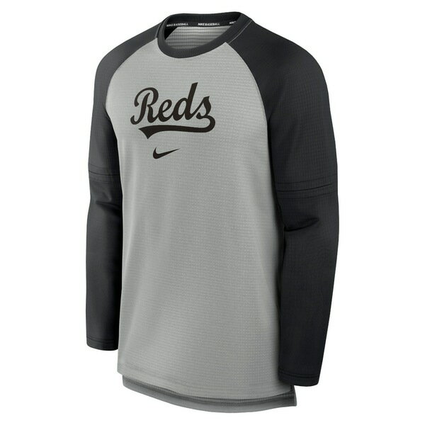 楽天astyナイキ メンズ Tシャツ トップス Cincinnati Reds Nike Authentic Collection Game Time Raglan Performance Long Sleeve TShirt Heather Gray/Black