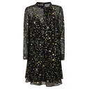 レッドヴァレンティノ レディース ワンピース トップス Stars Lame` Print,georgette Dress Nero Oro