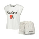 コンセプトスポーツ レディース Tシャツ トップス Women's White, Cream Cleveland Browns Montana Knit T-Shirt and Shorts Sleep Set White, Cream