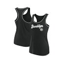 ファナティクス レディース カットソー トップス Women's Black Brooklyn Nets Wordmark Logo Racerback Tan...