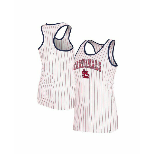 ニューエラ レディース カットソー トップス Women's White St. Louis Cardinals Sequin Pinstripe Racerback Tank Top White
