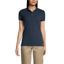 ランズエンド レディース カットソー トップス Women's School Uniform Short Sleeve Feminine Fit Mesh Polo Shirt Classic navy