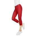 メモイ レディース カジュアルパンツ ボトムス Women's Denim Zipper Capri Cotton Blend Jean Leggings Red(4)