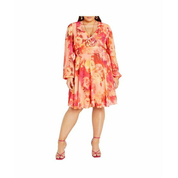 シティーシック レディース ワンピース トップス Women's Mischa Print Sheer Sleeves Mini Dress L'amour