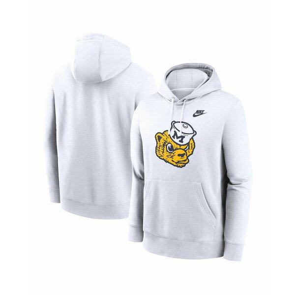 ナイキ メンズ パーカー・スウェットシャツ アウター Men's White Michigan Wolverines Legacy Logo Club Fleece Pullover Hoodie Whiteのサムネイル