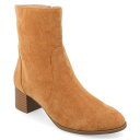 ジャーニーコレクション レディース ブーツ シューズ Women's Hayven Block Heel Almond Toe Booties Cognac