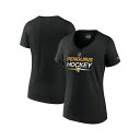 ファナティクス レディース Tシャツ トップス Women's Black Pittsburgh Penguins Authentic Pro V-Neck T-shirt Black
