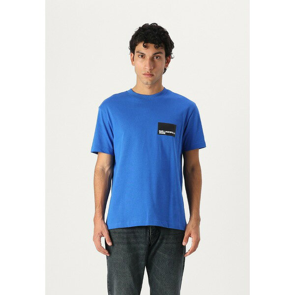 カール ラガーフェルド ジーンズ メンズ サンダル シューズ BOX LOGO TEE - Print T-shirt - blue