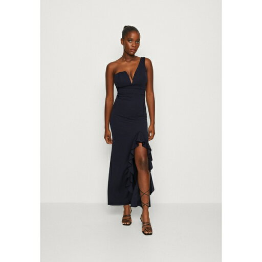 ヴァル ジー レディース ワンピース トップス SOYA ONE SHOULDER RUFFLE MAXI DRESS - Occasion wear - navy blue ヴァル ジー レディース ワンピース トップス SOYA ONE SHOULDER RUFFLE MAXI DRESS - Occasion wear - navy blue