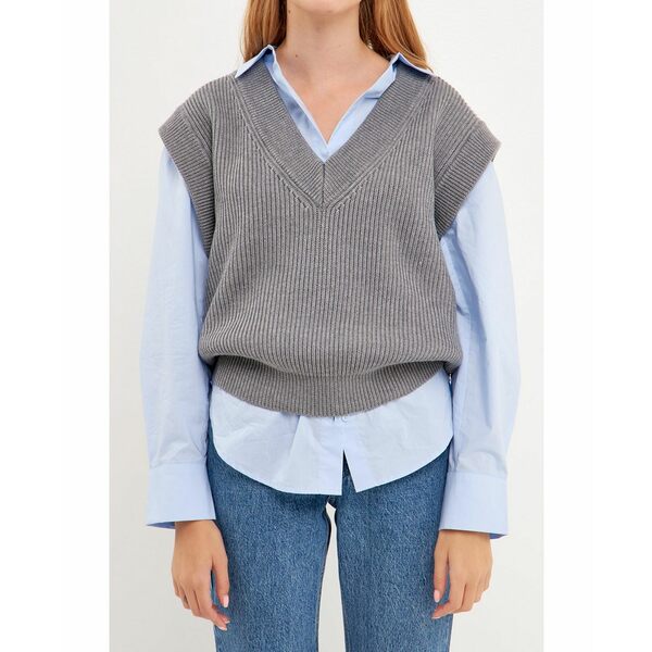 イングリッシュファクトリー レディース ニット セーター アウター Women 039 s V-neck Knit Sweater Vest Grey