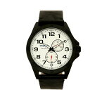 ラングラー メンズ 腕時計 アクセサリー Men's Watch, 48MM Black Case, Compass Directions on Bezel, White Dial, Black Arabic Numerals, Multi-Function Date and Second Hand Subdials, Black Strap Black