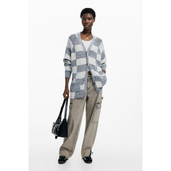 デジグアル レディース ニット&セーター アウター Women's Mixed knit cardigan Gray|white