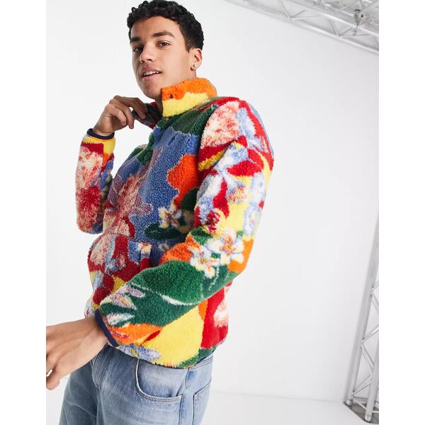 ラルフローレン メンズ パーカー・スウェットシャツ アウター Polo Ralph Lauren floral print polar fleece half zip sweatshirt in multi multi