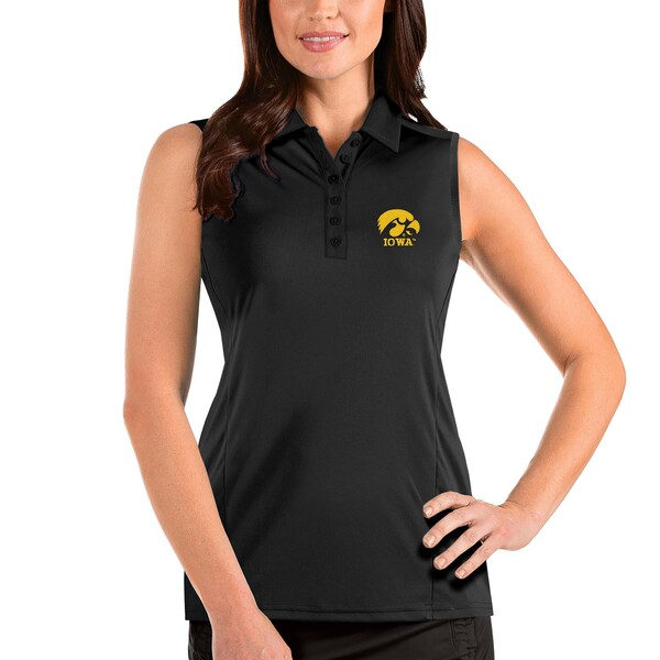 アンティグア レディース ポロシャツ トップス Iowa Hawkeyes Antigua Women's Tribute Sleeveless Polo Black