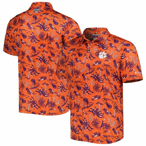 コロンビア メンズ ポロシャツ トップス Clemson Tigers Columbia Super Terminal Tackle OmniShade Polo Orange